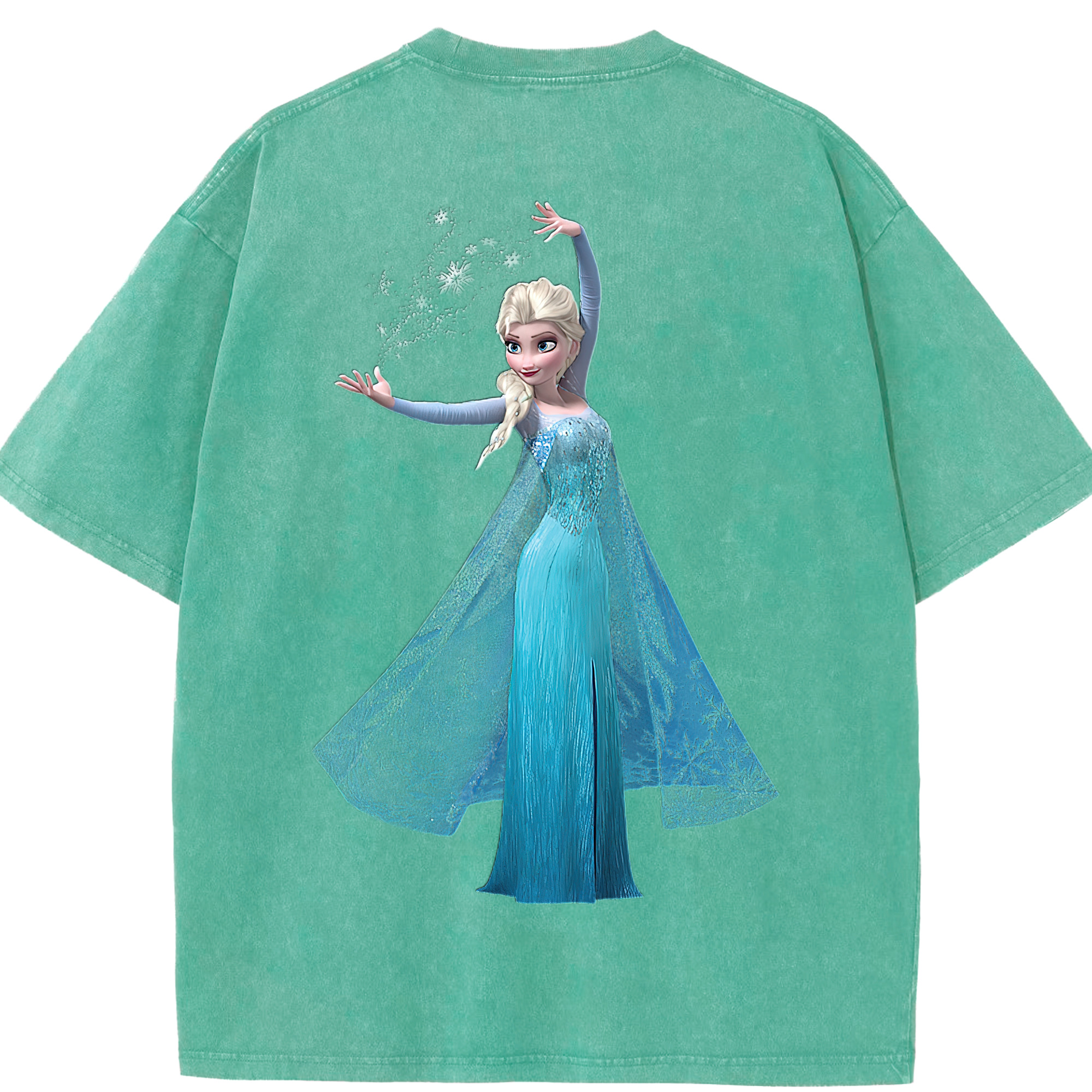 （画像用） アナと雪の女王 アンナ エルサ Frozen Anna Elsa 綿100% ヴィンテージ風 半袖Tシャツ（背面プリント）